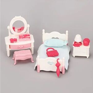 Pink and White Miniature Doll Furnishings - 1 Remaining.